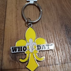 New!!! "Who Dat" black/gold fleur-de-lis SAINTS key chain